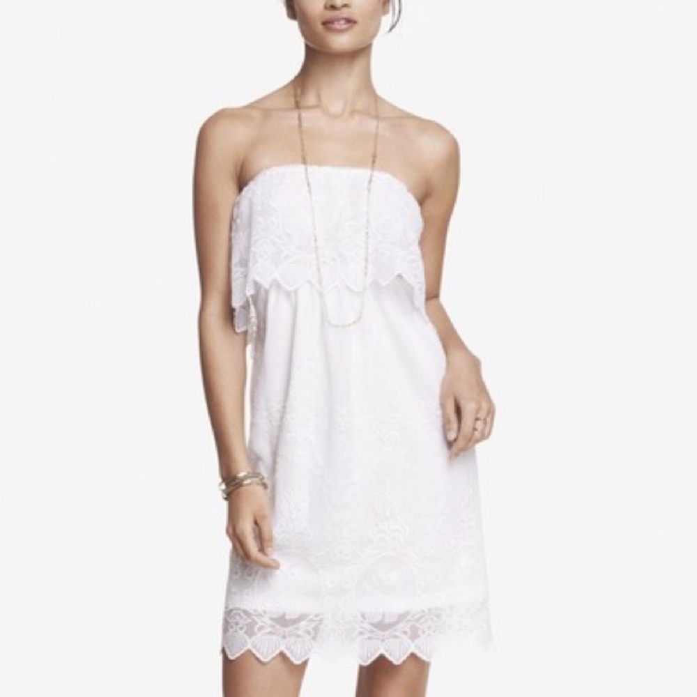 NWOT EXPRESS White Lace Strapless Dress Size M